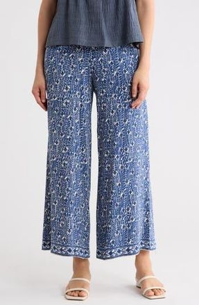 Max Studio Wide Leg Pull-On Crop Pants in Ecru/Navy Whispering Cloves at Nordstrom Rack, Size X-Small