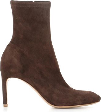 Del Carlo Stretch Su&egrave;de Enkelboot - Dames - Laarzen met Hak - Bruin - 36 EU - Su&egrave;de - Schoenen