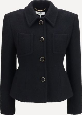 Chlo&eacute; Blazer monopetto corto con bottoni in tessuto Woman 40