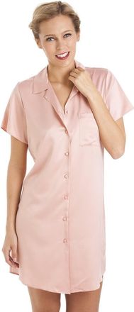 Camille Womens Luxurious Knee Length Plain Satin Nightshirts 12 Light Pink