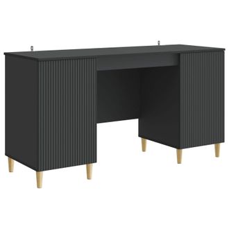 vidaXL Escritorio Negro 142,5 X 50 X 75 Cm Madera De Ingenier&iacute;a Vidaxl