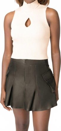 Area Stars Ribbed Keyhole Mock Neck Tank Top In White