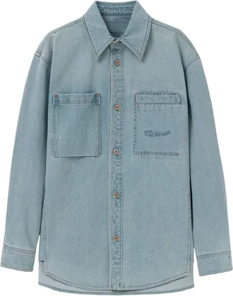 Wooyoungmi Embroidered Logo Cotton Shirt With Classic Collar