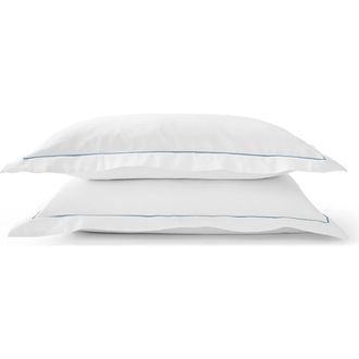 Christy Premium Luxury Sateen Cotton Oxford Style Pillow Sham Pairs in Blue at Nordstrom, Size Standard