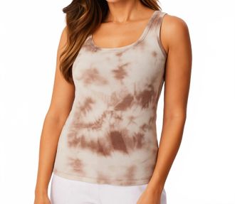 French Kyss Tie Dye Tank Top In White/beige