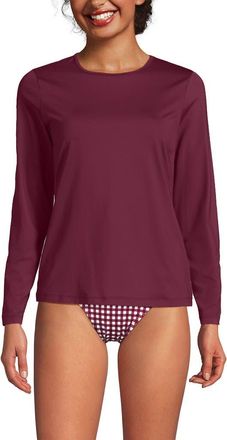 Lands End SunShade UPF 50 Long Sleeve Relaxed Rash Guard in Burgundy Spritz at Nordstrom, Size X-Small