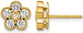 Diamond2Deal 14k Gold 3/4 ct Lab Grown Diamond Floral Stud Earrings VS Clarity, D-E Color