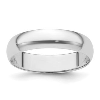 Diamond2Deal Platinum 5mm Half Round Featherweight Wedding Band Ring