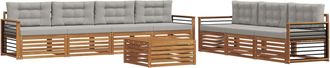 vidaXL Conjunto De Sof&aacute;s De Exterior 8 Uds. Natural Y Gris Claro Vidaxl