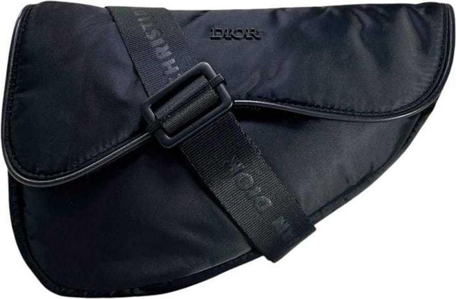 Black Nylon Saddle Bag Shoulder Bag Sling Bag (Pre-Owned)