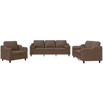 vidaXL Juego De Sof&aacute;s Con Cojines 3 Piezas Tela Marr&oacute;n Vidaxl
