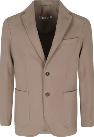 Circolo 1901 Taupe Single-Breasted Fleece Cotton-Blend Blazer