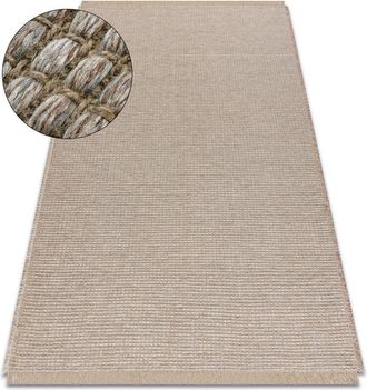 RugsX Rugsx - Carpet jute 3652 beige / grey one colour - jute, flat-woven, fringes beige 160x220 cm