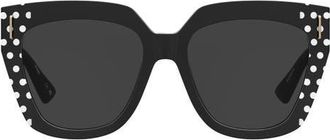 Moschino 55mm Square Sunglasses in Pattern Black/Grey at Nordstrom