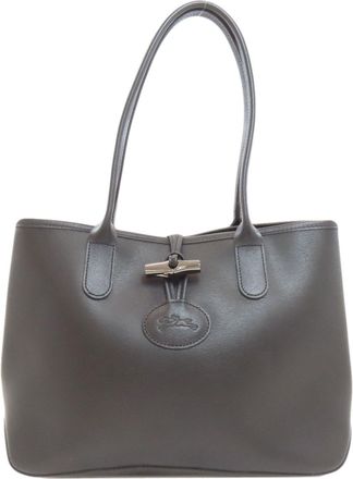 Longchamp Black Leather Tote Bag (Pre-Owned)