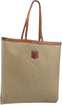 Celine Pre-owned Macadam Canvas Tote Bag - Dames - Vintage Shopper - Beige - ONE Size - Leer - Vintage