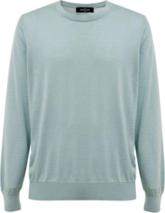 Gran Sasso Cashmere en Zijde Trui met Ronde Hals - Heren - Cashmere truien - Blauw - M - Kasjmier - Truien & Vesten