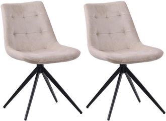 Clp Clp - Lote De 2 Sillas De Comedor Merna Crema Terciopelo