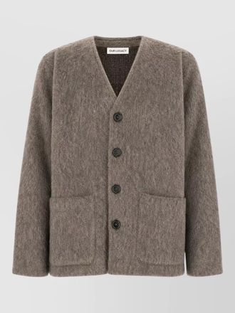 Our Legacy coat textured fabric v neckline front pockets