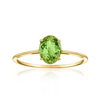 Ross-Simons Oval Green Tourmaline Ring in 14kt Yellow Gold