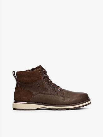 Tommy Hilfiger Leather Warm Lined Cleat Lace-Up Boots