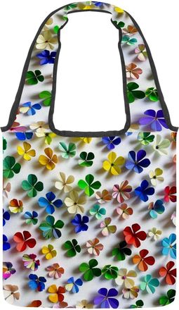 Generic LIttle Four Leaf Clover Reversible Canvas Shoulder Tote - Double-Sided Print, 12oz Cotton, 27cm Drop, Fold-Flat Bag for Travel, Shopping, Street Outin