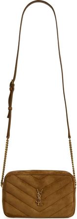 Saint Laurent Loulou Matelass&eacute; Suede Camera Bag in Caramel Cognac at Nordstrom