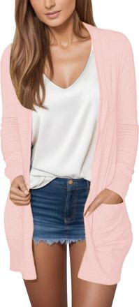 Generic Long Cardigans for Women UK Womens Plain Longline Open Front Cardigans Ladies Solid Colour Long Sleeve Front Pockets Cardigan for Autumn and Winter Wo