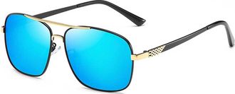 Generic Mens Polarized Sunglasses, Vintage Metal Double-Bridge Sunshade Sunglasses (Color : D, Size : Medium) 2026