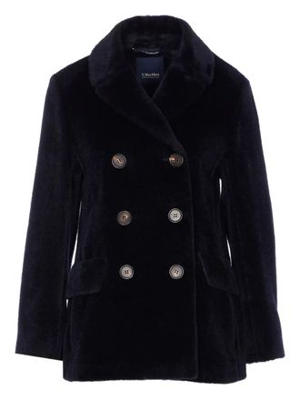 Max Mara Cappotto doppiopetto in pelliccia sintetica - BLUE AND GREEN