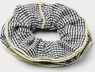 Simons Womens Gingham ruffle scrunchie with contrast edging