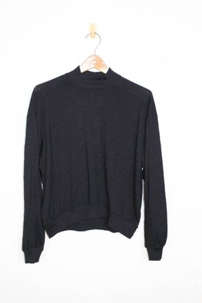 bobi Womens Rib Mix Turtle Neck Top In Black