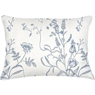 Anaya with Love English Garden Linen Pillow with Down Insert in Blue at Nordstrom, Size 2Ft 0In X 2Ft 0In