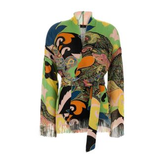 Etro Etro, Cardigans, female, Multicolor, Size: XS Cardigan in Viscose with Fringes