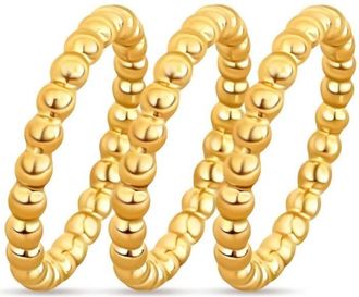 Ellie Vail Womens Lucia Beaded Tripped 3 Set Rings In Gold