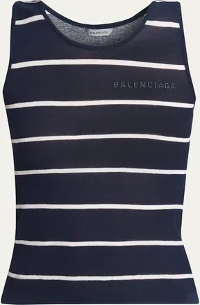 Balenciaga Striped Cotton Knit Tank Top