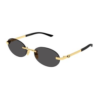 Gucci Ovale Zonnebril - Dames - Accessoires - Geel - Maat: 55 MM