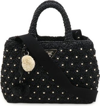 Prada Nero Talco Raffia Shoulder Bag Tote Bag (Pre-Owned)