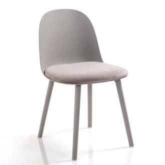 Oresteluchetta Set 4 sillas microfibra gris oscuro y acero H75 L46 P55 cm