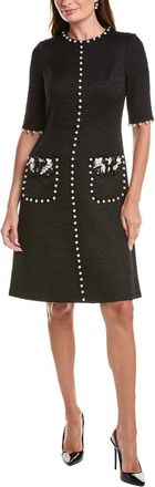 Teri Jon by Rickie Freeman Boucle Pearl Trim Dress