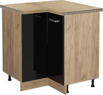 Vicco Armario De Esquina R-line, Negro Brillo Intenso, 75.6 Cm, Et Roble