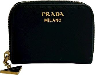 Prada Black Leather Coin Purse/Coin Case (Pre-Owned)