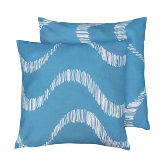 Oviala Juego de 2 cojines cuadrados de poli&eacute;ster 45x45x8 cm azul claro