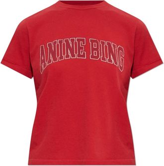 Anine Bing Shelley T-Shirt - Dames - T-shirts - Rood - S - Katoen - Tops