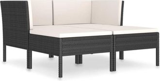 vidaXL Vidaxl - Set De Muebles De Jard&iacute;n 4 Pzas Y Cojines Rat&aacute;n Sint&eacute;tico Negro