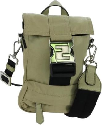 Fendi Pre-owned Cross Body Bags, female, Green, Size: ONE SIZE Pre-owned Vintage Nylon Shoulder Bag