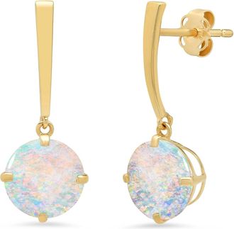 MAX + STONE 14k Yellow Gold Solitaire Round-Cut Gemstone Drop Earrings (8mm)