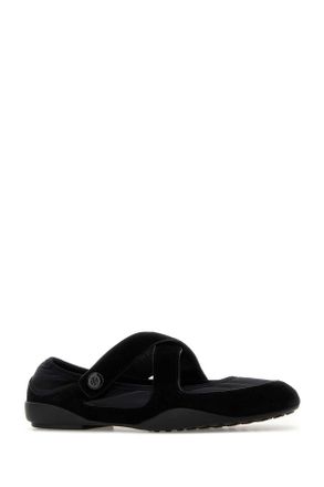 Tory Burch Womens Black Fabric And Suede Romy Ballerinas Ballerine Flat Shoes