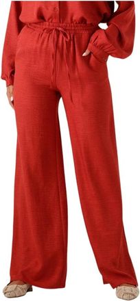 Ydence Rode Pantalon voor Lente en Zomer - Dames - Wijde Broeken - Rood - XS - Broeken