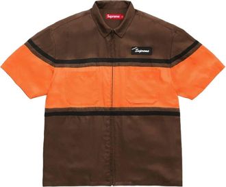 SUPREME SS26 Silk Zip Up S/S Shirt Brown SUP-SS26-327-BRN